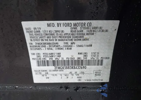 2019 Ford Flex Se из США, поврежденный, VIN 2FMGK5B83KBA32690